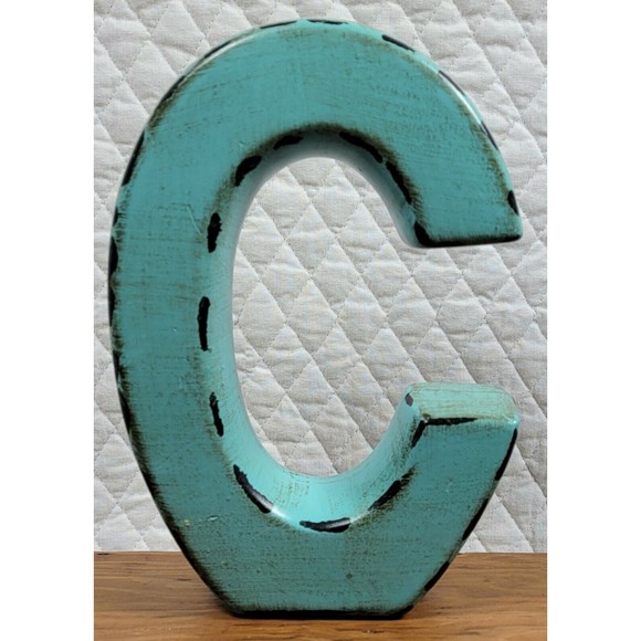 Apropos Home Collection Letter C Rustic Turquoise Desk Wall Home Office Décor - Picture 8 of 16